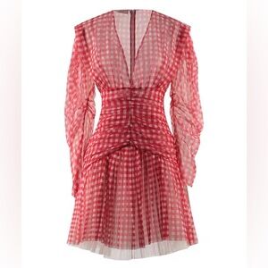 PHILOSOPHY DI LORENZO SERAFINI mini dress red tulle gingham